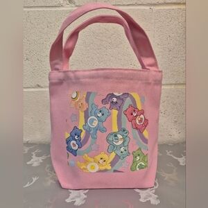 🎁🆓️ with Purchase Pink  care bears rainbow Mini custom canvas fun Tote Bag
